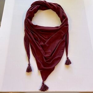 Lily Morgan Burgundy Triangular Jersey Knit Scarf with Tassels